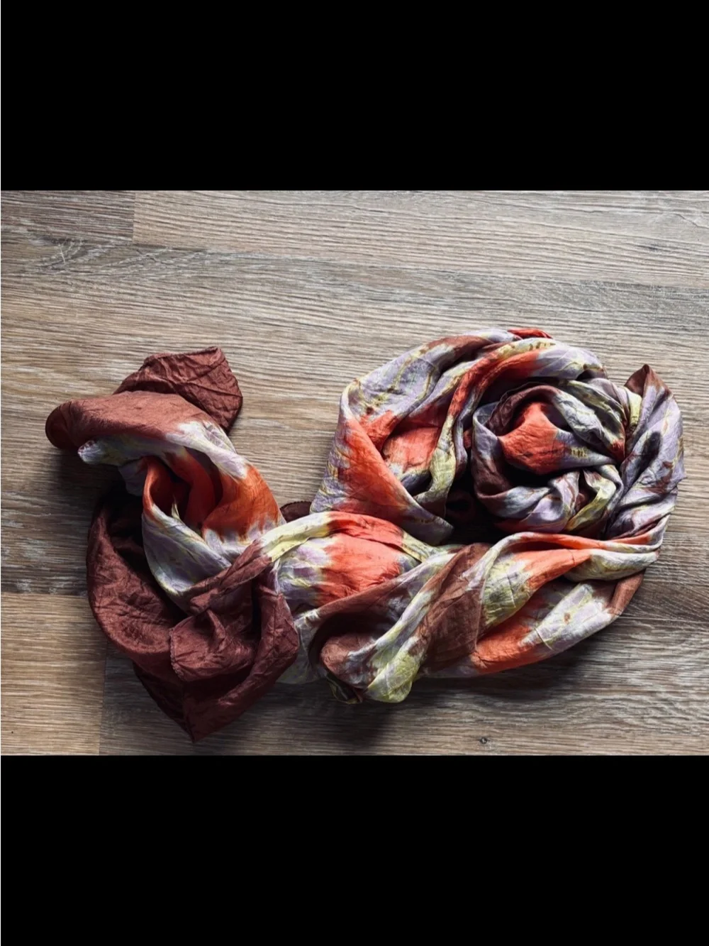 Rust Multi-Color Lightweight 100% Pure Silk Scarf